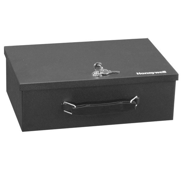 Honeywell Safes & Door Locks 6104 Fire Resistant Steel Security Safe Box with Key Lock, 0.17-Cubic Feet, Black