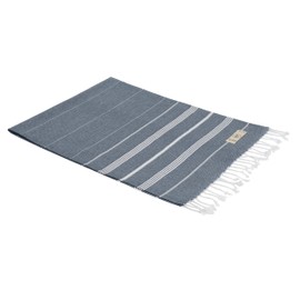 KZY LONDON Turkish Hand Towel Pack of 2- for Kitchen and Bathroom - 100% Cotton, 45 x 90 cm - Decorative, Face, Hair, Gym, Tea, Dishcloth, Bath (Navy Blue)