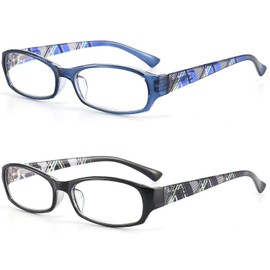 RaoOG Reading Glasses Womens Men Blue Light Blocking - 2 Pairs Computer Readers Lightweight Colorful Eyeglasses +1.75