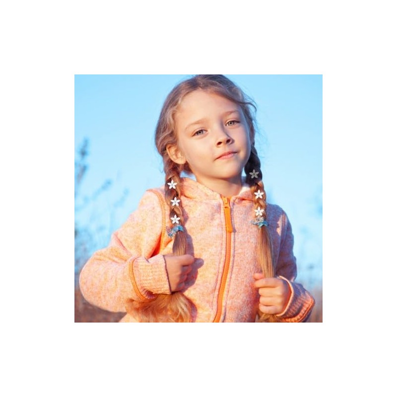 Cute Mini Hair Clips White Flowers, 10 Pieces Small Flower