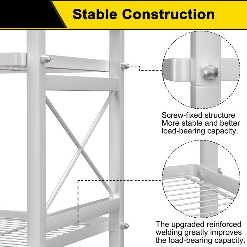 GIOTORENT Pantry Storage Shelves, 6-Tier Metal Storage Rack with X-Shaped