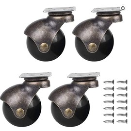 Caster Wheels, Set of 4, 2.0 inches (50 mm), Chair Wheels, Hooded, Silent, 360° Rotation, Office Chair, Replacement Caster Ballcaster, DIY Furniture Replacement, Repair (No Brake)