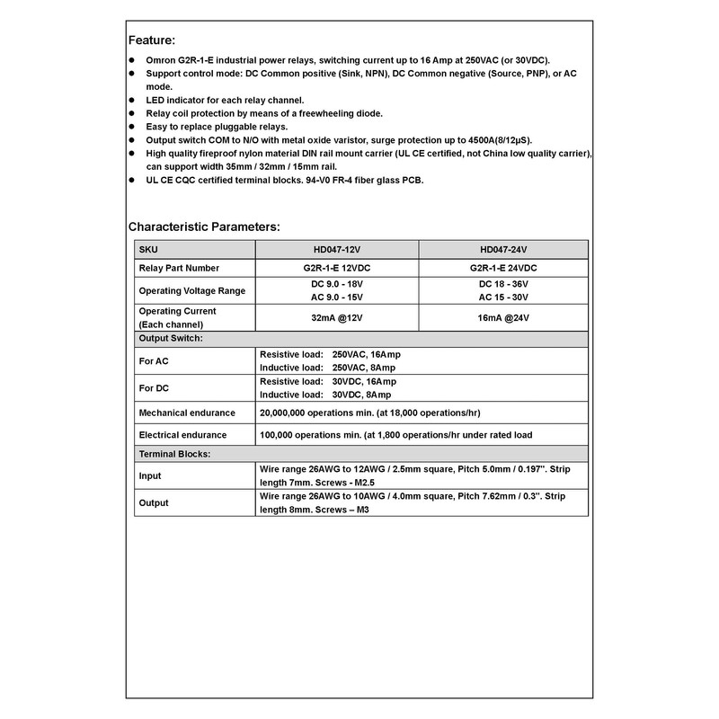 AC/DC 24V Coil 2-SPDT Pluggable Power Relay Module, 16A 250VAC/30VDC