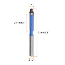 sourcing map 2pcs Flush Trim Router Bit 1/4" Shank 1/4" Dia 1" Cutting Depth Top Bearing Flush Straight Cut Trimming Router Bits Carbide for Particle Board Plywood MDF Woodwork, Blue