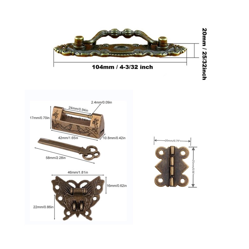 Generic Antique Lock Latch Hasp Hinges Handle Box Corner Protectors