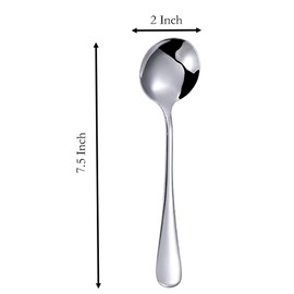 Ice Cream Spoon, 6 Pcs 7.5 Inch Stainless Steel Round Coffee Spoon Dessert Tea Spoons with Long Handle (round)