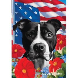 American Pit Bull Black/White - Best of Breed All-American Patriotic I House Flag