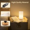 Small Bedside Table Lamp for Bedroom, Minimalist Wood Base &