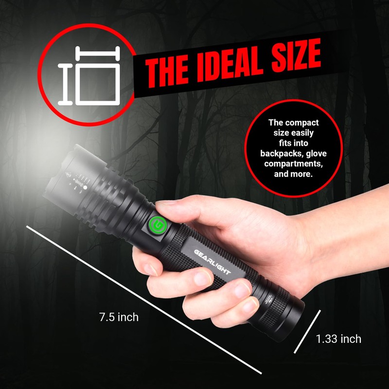 GearLight S2000 LED Rechargeable Flashlight High Lumens - Super Bright,