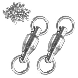 M METERXITY 30-Pack Ball Bearing Fishing Swivels, 2# 0.71In (18mm) Stainless Steel Lure Leader Line Connector for Fishing/Saltwater/Freshwater, High Strength Welded Ring [Silver]