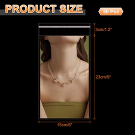 sourcing map 50 Pcs Clear Plastic Sleeves, 9" x 6" OPP Clear Sleeves Storage Bags Mat Board Center Resealable Plastic Bags for Clothing Jewelry Photos Party Favors, Transparent