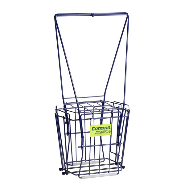 GAMMA Sports Pickleball Ballhopper Caddy with Lid, Steel Durable Basket for Indoor/Outdoor Use, Holds 50 Balls, Blue