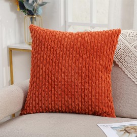 Throw Pillow Covers 18 x 18 Inch, Decorative Soft Cushion Covers Corduroy Pillow Case Cover Set of 2 for Couch, Sofa and Living Room (Orange, 45 * 45 cm)