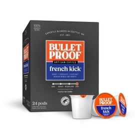 Bulletproof French Kick Dark Roast Single Serve Pods, 24 Count, 100% Arabica Coffee, Clean Coffee Tested for Toxins