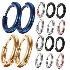 SHOWERORO Stainless Steel Hoop Earrings Women's Girls Men Boys Earring Trendy Earrings Set 8 Pairs Classic Simple Style