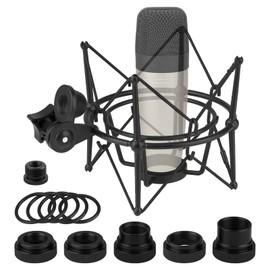 Geekria for Creators Microphone Shock Mount Compatible with Samson C01, C01U Pro, C03, C03U, CL7a, CL8a Microphone, Anti-Vibration Suspension Adapter, Clamp, Microphone Holder Clip (Black/Metal)