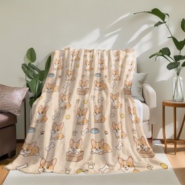 Playful Corgi - Manta de franela suave y ligera para sala de estar, ropa de cama, viajes, decoración del hogar, acogedora, 50 x 60 pulgadas, regalos para adultos, niños, mujeres y hombres