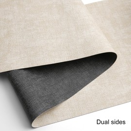 Chitomars Faux Leather Table Runner, Modern Double-Sided Non-Slip Heat Resistant Table Runner Washable Table Runner for Wedding Birthday Party Table Decoration (Grey Cream White, 30 x 140 cm)