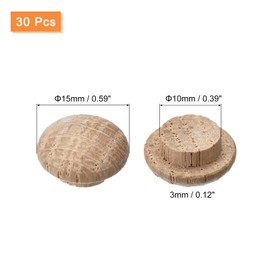 sourcing map Wood Plugs, 30Pcs 15 x 10 mm - Red Oak Wood Button Top Plugs, Screw Hole Covers, Decorative Wooden Cover for Stair Chair Craft Furniture Woodworking