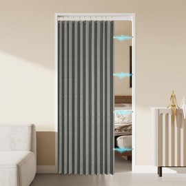Linen Pleated Folding Magnetic Curtains for Closet and Patio Doors - Room Divider With Tiebacks - Accordion Blinds for Sliding Glass and French Doors - 25x40 Grey