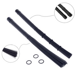 Jiayouy 4 Pair Drum Brush Kit 2 Pair Nylon Drum Brushes for Cajon, 2 Pair Retractable Drum Wire Brushes and Nylon Brush Stick with Comfortable Rubber Handles for Jazz Cajon Drum Percussion Accessory