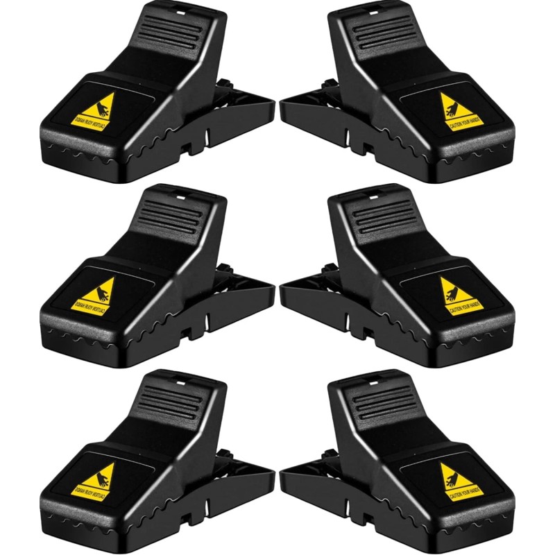 Black Instant Kill Rat Traps - 6 Pack, Quick Setup,