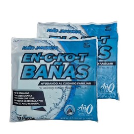 2 Pack Toallas Baño en seco, Año Cero (cada paquete de 10 piezas, en seco te bañas) paños de limpieza desechables para ducha, cuidado de adultos mayores, viajes y más, con vitamina e y extractos de aloe vera, manzanilla y coco. (2)