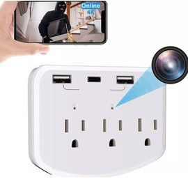 Camara Espia Cargador WiFi De Pared Camara De Seguridad Camara Espia WiFi Oculta De Vigilancia 4K para Seguridad en Casa con 3 Conectores de Carga Reales
