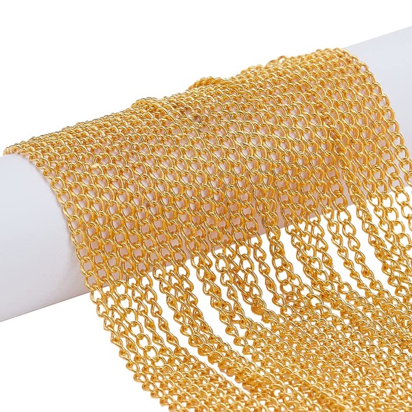 PH PandaHall 5 Meter Brass Twist Chains Curb Chains Size