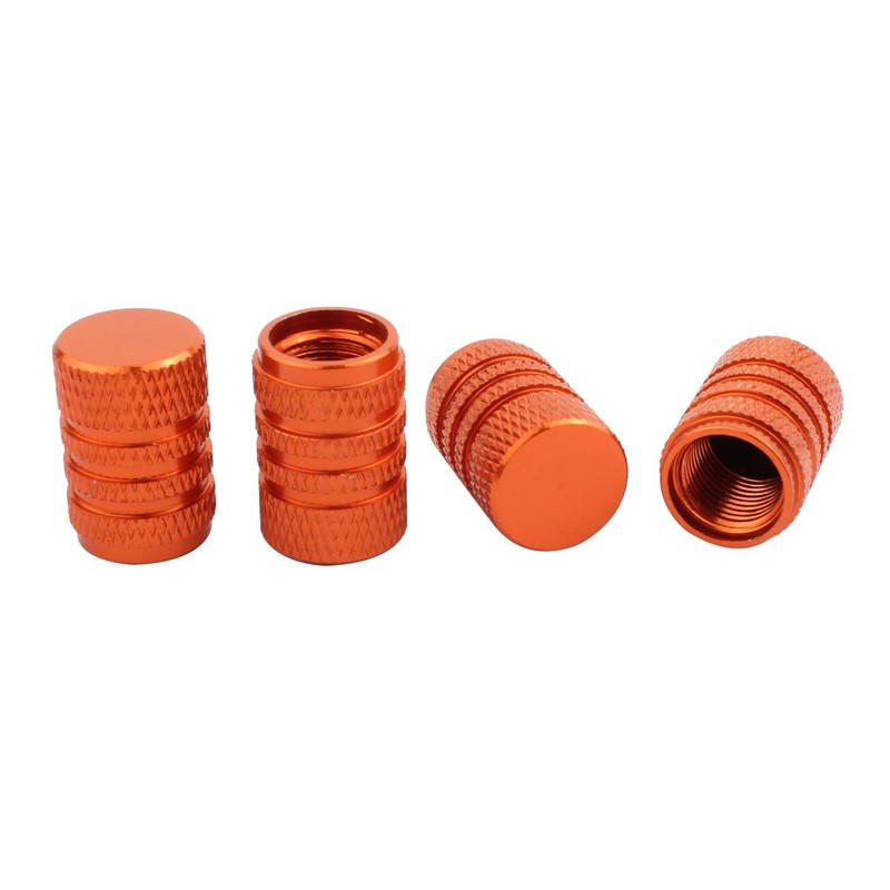 TOMALL Orange Round Style Aluminum Tire Valve Stem Caps for
