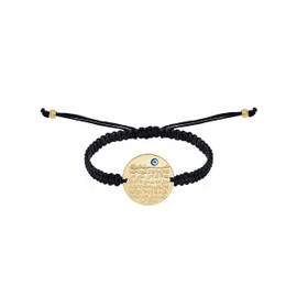 Remi Bijou – Engraved Plate Chain Bracelet with Pendant – Ayetel Kürsi Prayer for Islamics Allah Islam with Turkish Eye Nazar Boncuk Evil Eye