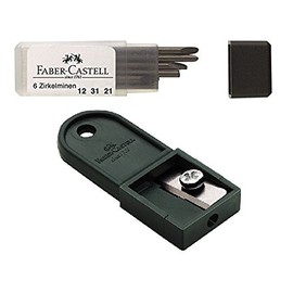 Compass Refill Box for All Compasses Universal Fit Leads with Bevelled Tip Hardness H 25 mm Long Suitable for All Compass Models in Set with Pencil Sharpener for Pencil Leads