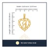 14K Solid Yellow Gold Heart Love Dainty Letter I Initial