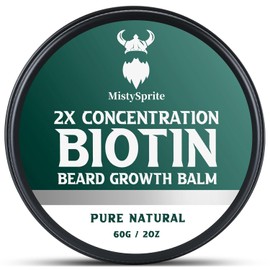 MistySprite Beard Balm for Men, 2X Concentration Biotin Thickening Formula, Natural Beard Conditioner with Castor Oil, Argan Oil, Jojoba Oil & Vitamin E, 2 oz Styling Softener for Beard Growth (Cedar)
