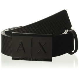 Armani Exchange Men's Inlay Logo Belt, Black, 34