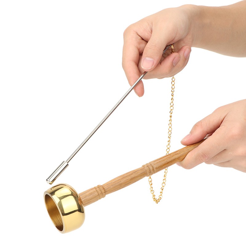 Buddhism Wooden Handle Brass Hand Bell Singing Scripture Implement Buddhist