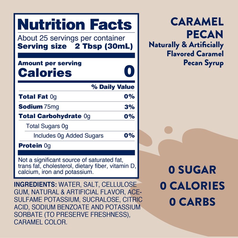 Jordan's Skinny Mixes Syrups Sugar Free Coffee Syrup, Caramel Pecan