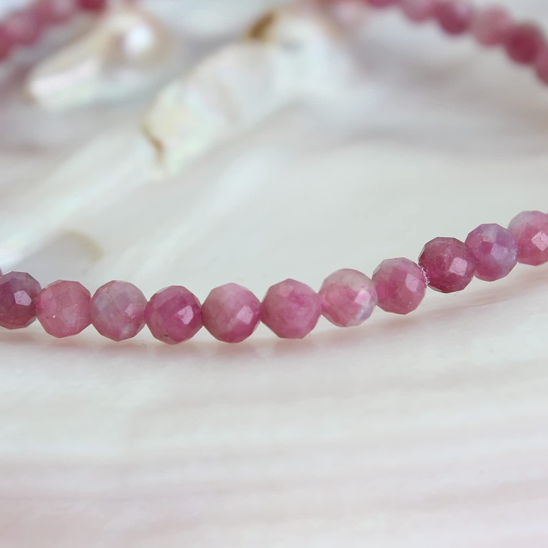 Budawi® Pink Tourmaline Bracelet Beads 4mm Faceted on Stretch Band,