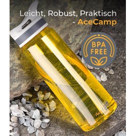 AceCamp Tritan 155529 Leak-Proof Sports Bottle with Straw, 750 ml, Yellow