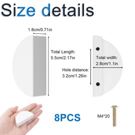 INCREWAY Drawer Pulls, 8PCS Half Moon Drawer Pulls Aluminum Alloy Semicircle Furniture Gold Cabinet Handles Modern Hardware Knobs Decorative Door Knobs, White