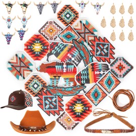 Southwestern Iron On Embroidered Clothing Patches: Meneng Western 32Pcs Embroidery Patch for DIY Crafts - Cowboys Cowgirls Hats Backpacks Jackets Shirts