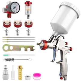 R500 LVLP Air Spray Gun Premium Kit with 1.3/1.5/1.7mm Nozzle & Air Regulator, Car Paint Gun Sprayer R500 Paint Guns Automotive for Cars, House Painting, Furniture DIY (R500 Spray Gun Kit)