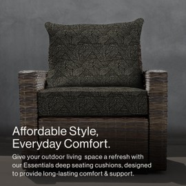 Honeycomb Essentials Outdoor Deep Seating Cushion, 24” x 24”, Zaire Black Patio Chair Cushion