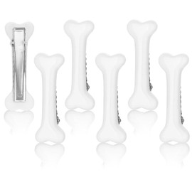 6PCS Skull Bone Hair Clips - Goth Emo Hair Pins - Plastic Alligator Barrettes - Cosplay Costume Accessories for Women Girls (White)