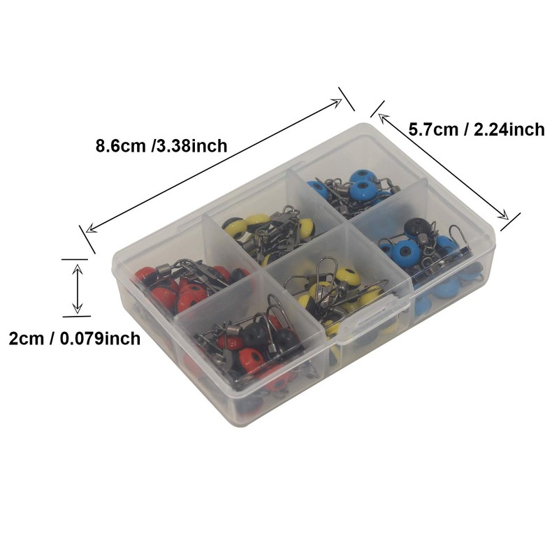 OKVGO 60pcs Fishing Tackle Running Ledger Slider Beads Snap Links