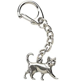 Westair Reproductions Ltd Cat Keyring Keychain Bag Purse Charm Pet Feline Kitten Polished Silver Pewter