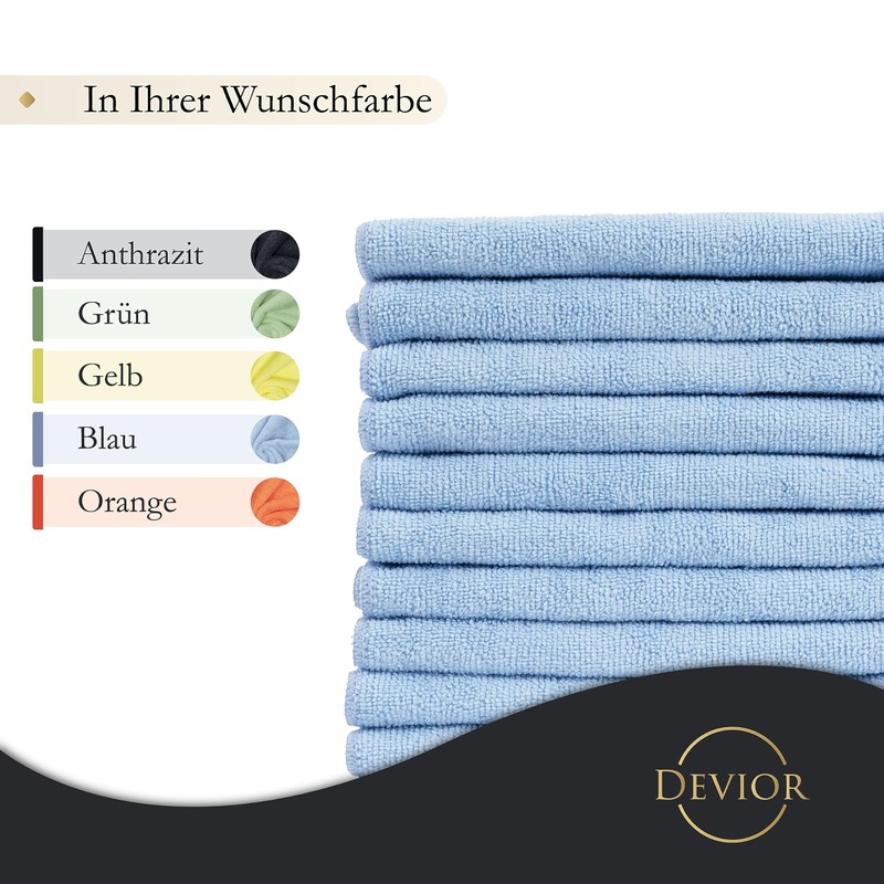 Devior Set of 10 Microfibre Cloths 40 x 40 cm,
