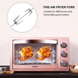 Healvian Rotisserie Spit Grill Fork Meat Fork Grill Skewer Air Fryer Rotating Chicken Fork Hot Air Fryer Rotisserie Forks Roasting Chicken Forks Fish Meat Grill Fork