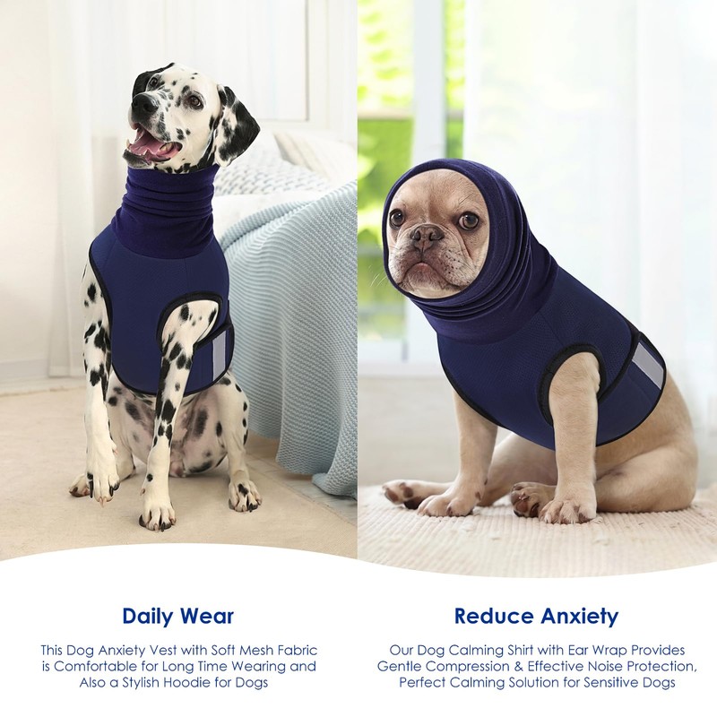 Breathable Dog Thunder Jacket Anxiety Calming Vest with Head Wrap,