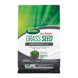 Scotts Turf Builder Grass Seed Northeast Mix - Grass Seed Plus Lawn Fertilizer and Soil Improver, Covers Up To 1,130 sq. ft., 2.4 lb.